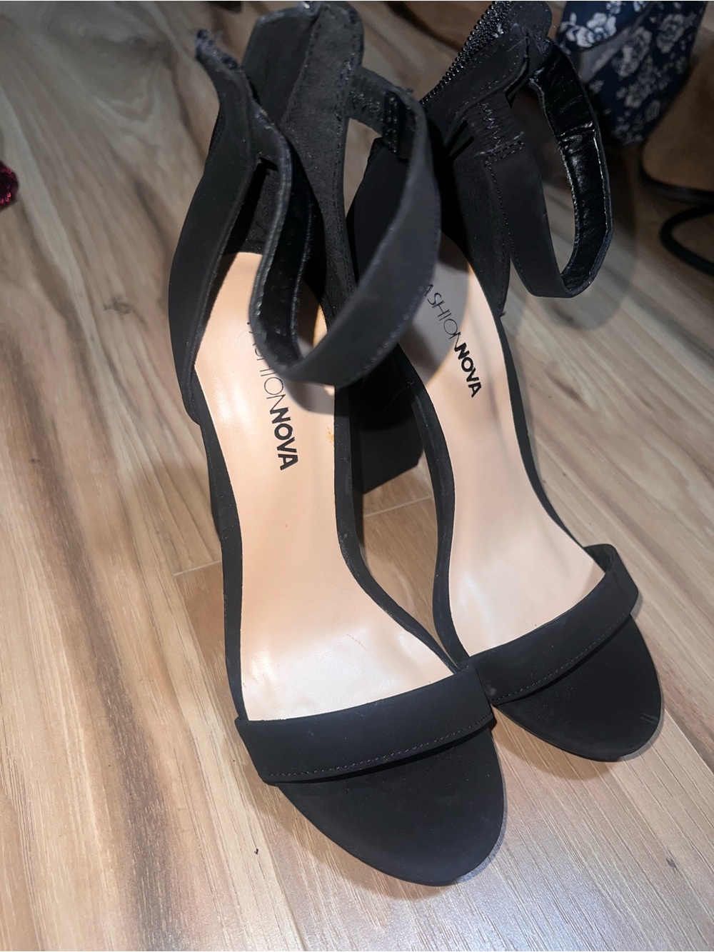 NEW Fashion Nova Black Open-Toe Ankle-Strap Block Heels